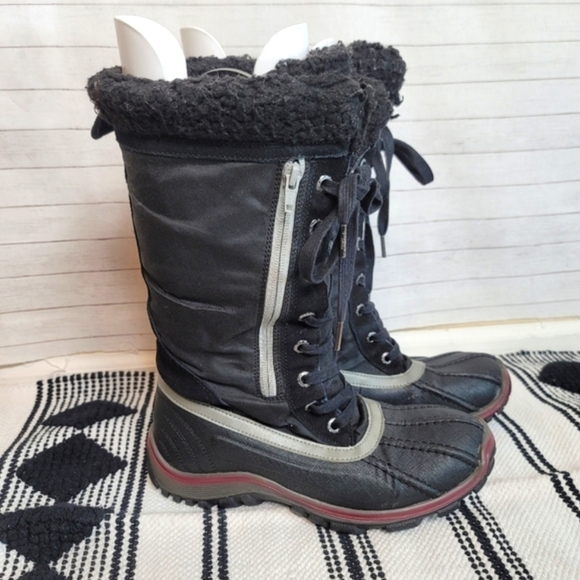 PAJAR WATERPROOF MID CALF BLACK SNOWBOOTS, SZ 9/9.5 - Picture 1 of 14